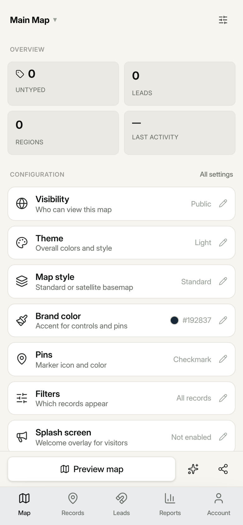 The dashboard on a phone